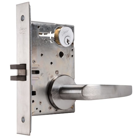 Arrow Lock Apartment, Front Door Mortise Lock, V Lever, L Rose, Satin Chrome BM11 VL 26D